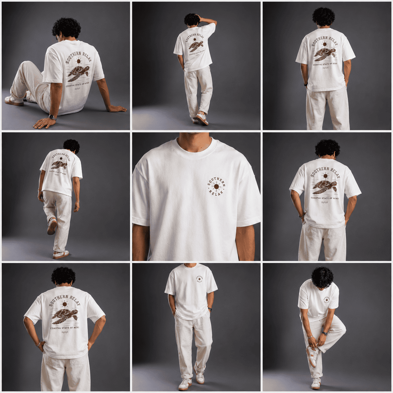 White Print Oversized T-Shirt - Image 3